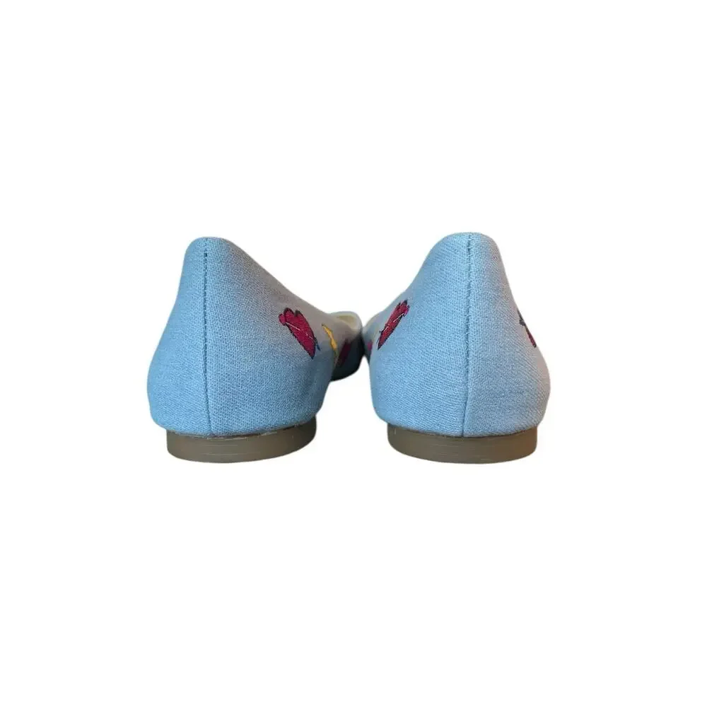 Betsey Johnson Leoniee Emoji Blue Denim‎ Ballet Flats Womens 9
